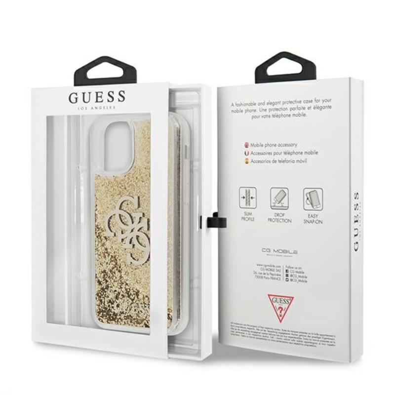Guess Liquid Glitter 4G Big Logo – dėklas skirtas iPhone 11 (auksinis)
