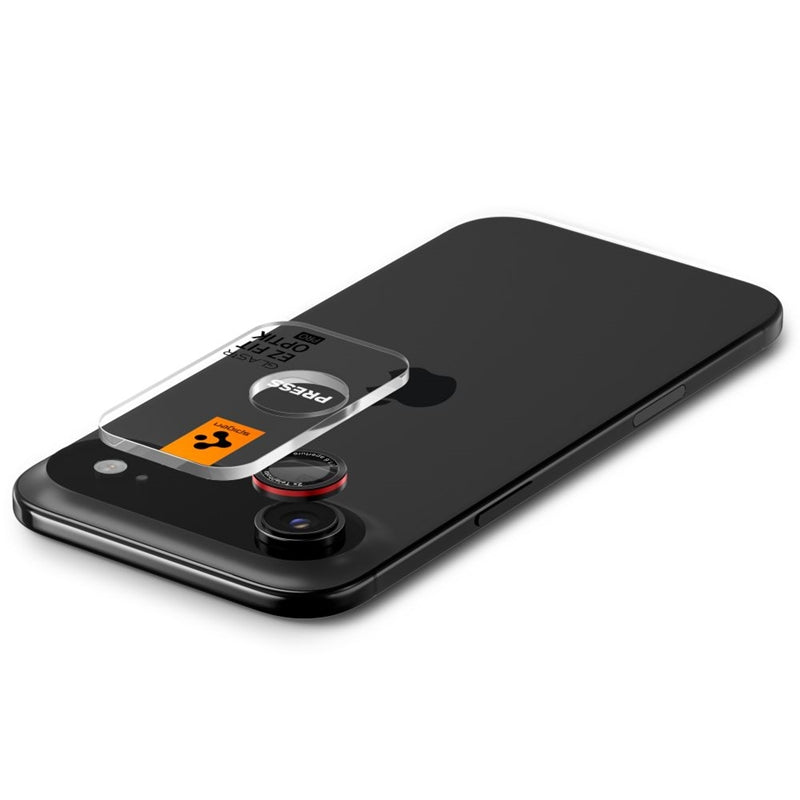 Spigen Optik Pro L-Series Glas.TR EZ Fit 2-Pack – Objektyvo apsauginis stiklas skirtas iPhone Air (2 vnt.) (Juoda / Raudona)