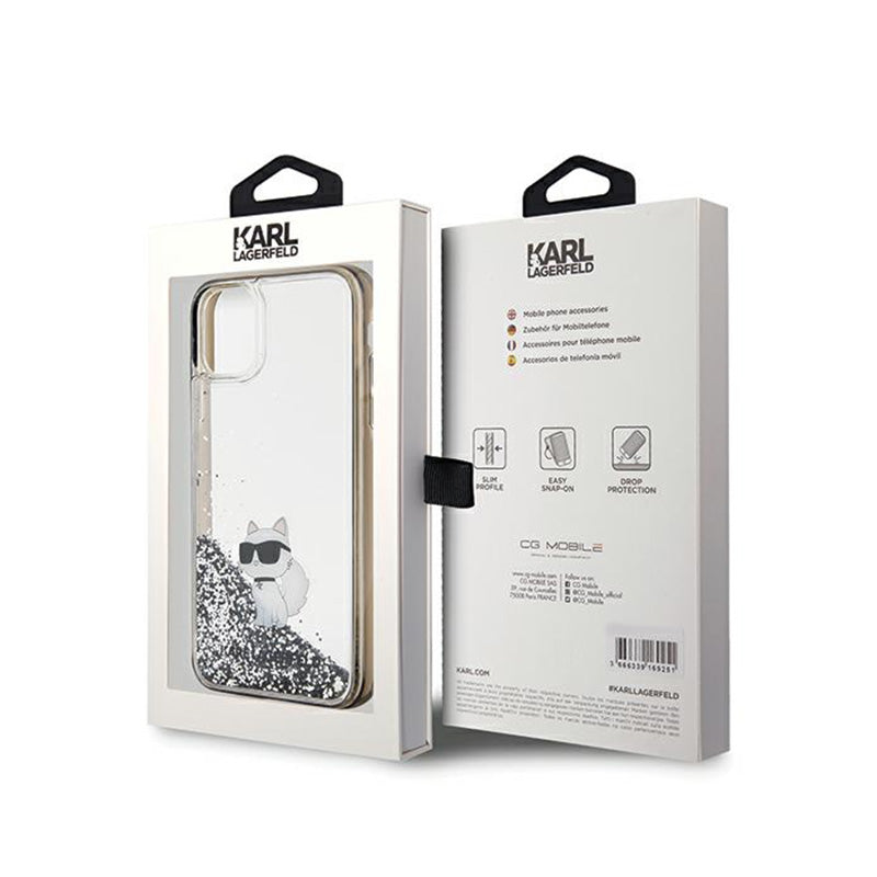 Karl Lagerfeld Liquid Glitter Choupette – iPhone 11 dėklas (skaidrus)