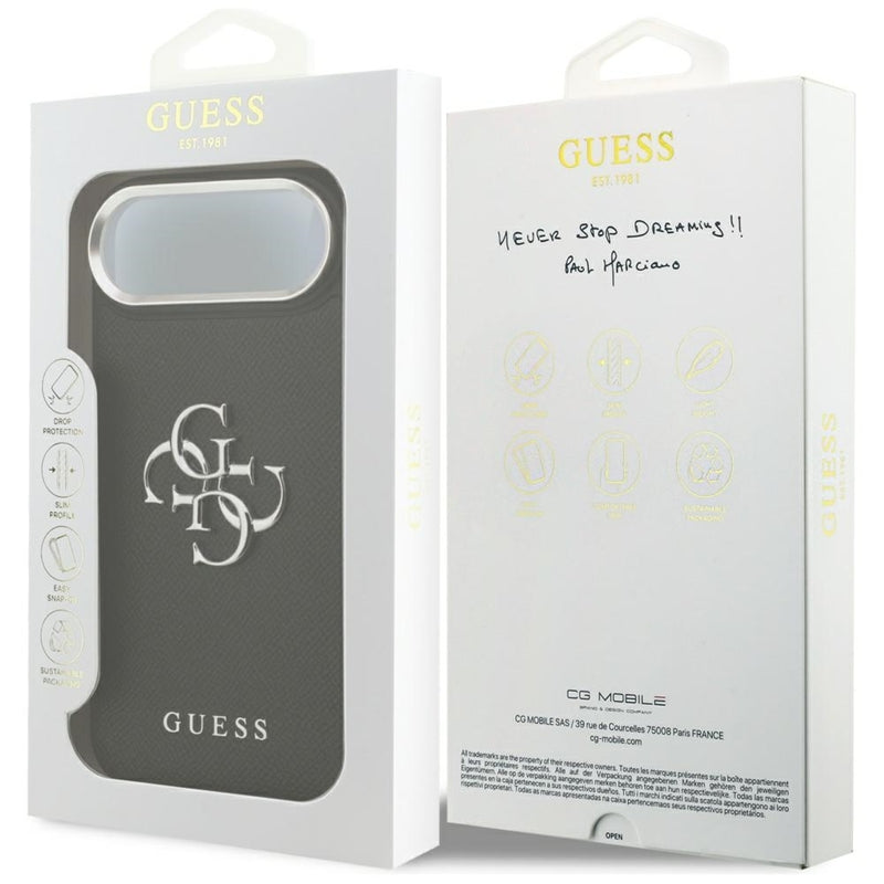 Guess Grūdėtas didelis 4G klasikinis logotipas - dėklas iPhone Air (juodas)