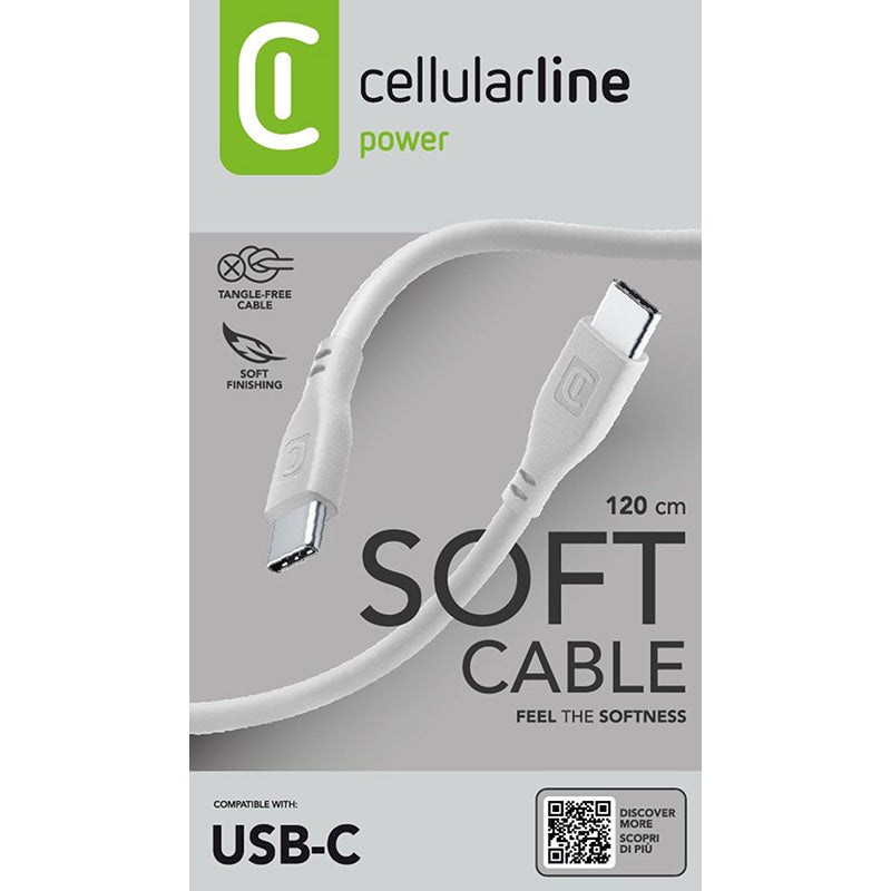 Cellularline Soft Cable – USB-C – USB-C laidas 1,2 m (pilkas)