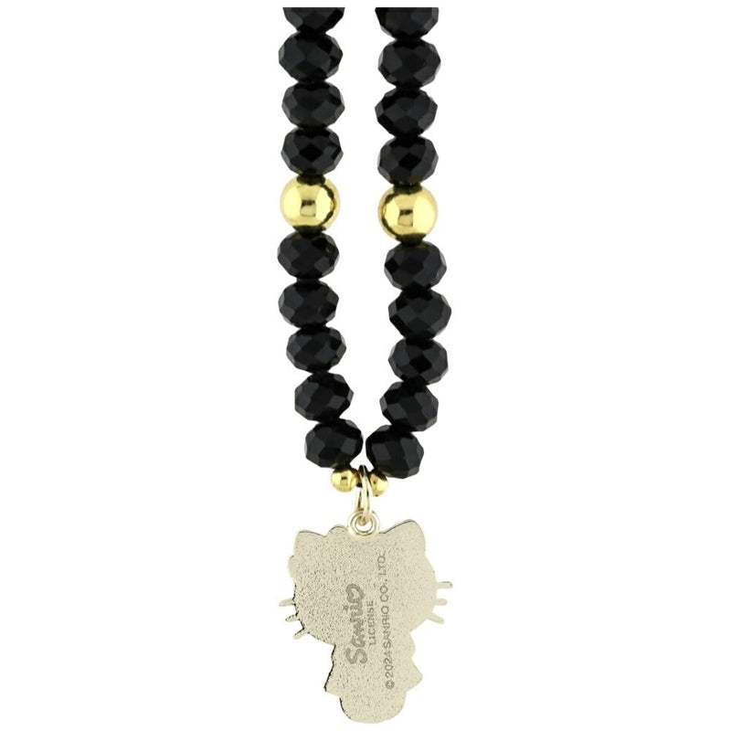 „Hello Kitty“ perlų ir karoliukų katinėlio pakabukas – telefono pakabukas (juodas)