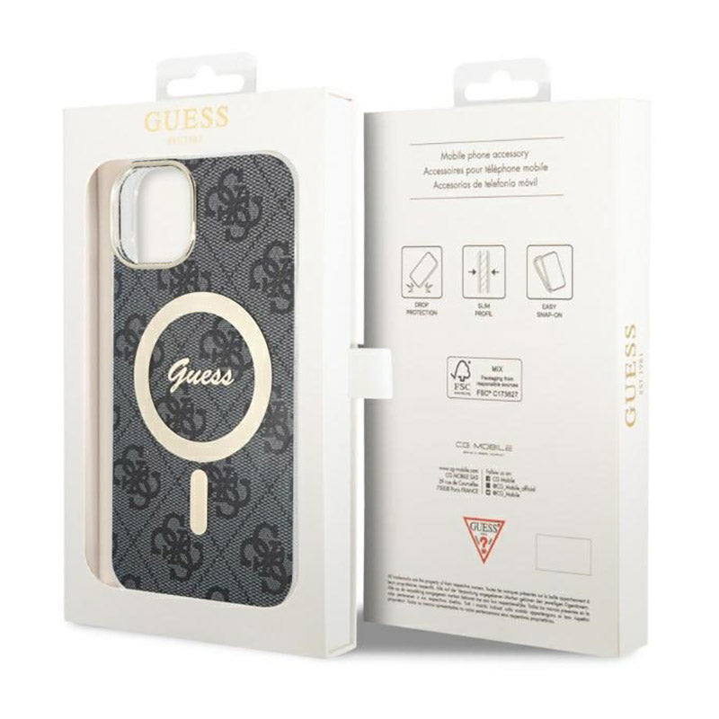 Guess 4G MagSafe – dėklas, skirtas „iPhone 14“ (juodas)