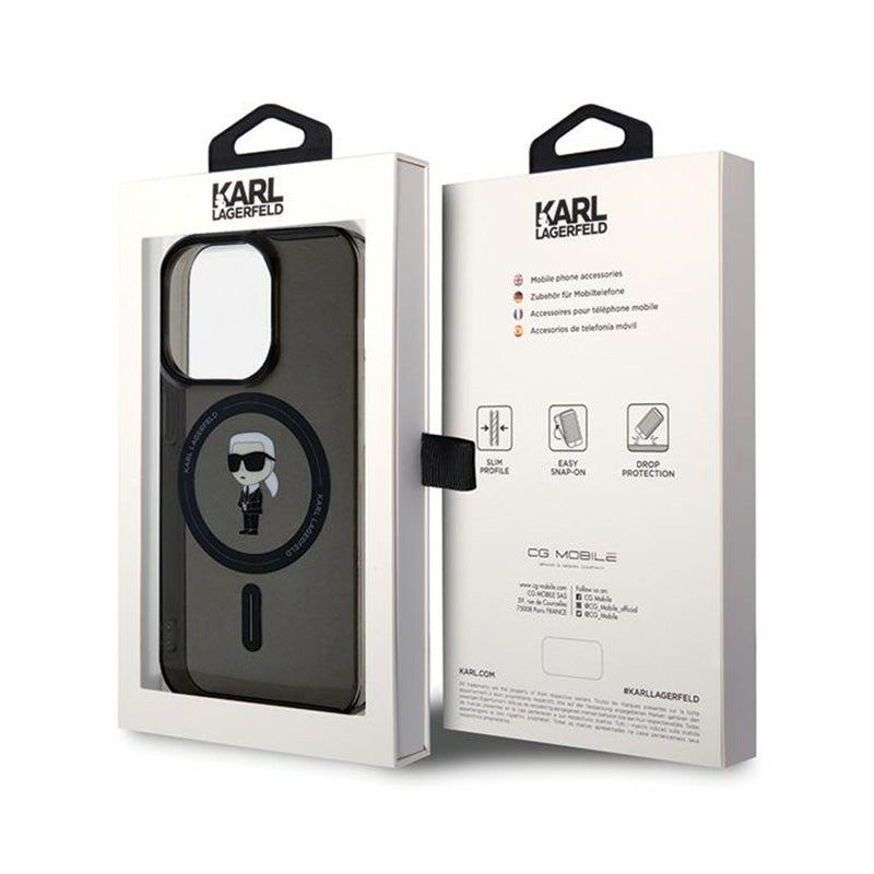 Karl Lagerfeld IML Ikonik MagSafe - dėklas skirtas iPhone 14 Pro Max (juodas)