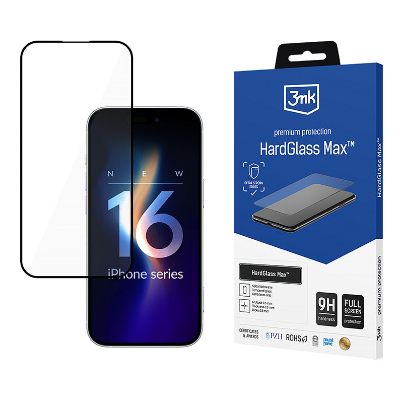 3mk HardGlass Max – grūdintas stiklas, skirtas „iPhone 16 Pro Max“ (juoda)