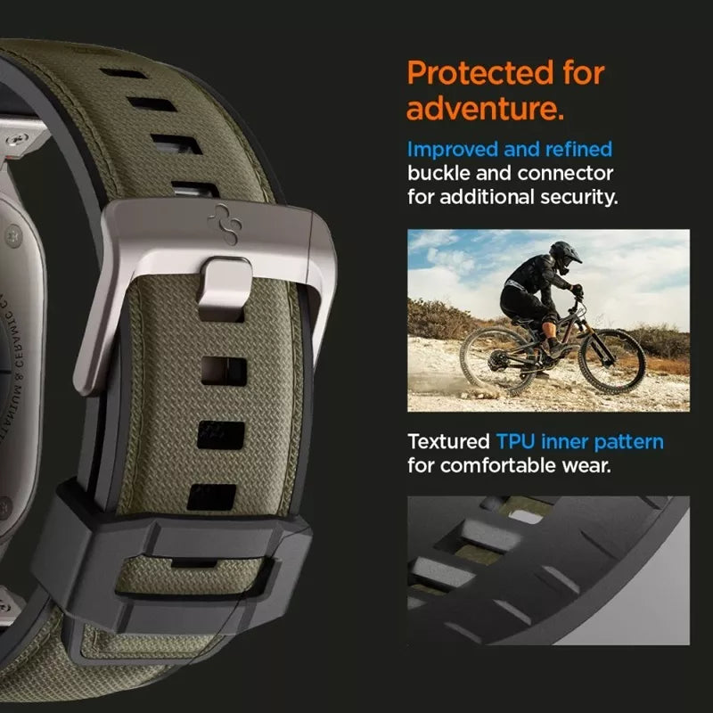 Spigen DuraPro Armor – Apyrankė, skirta Apple Watch 44/45/46/49 mm (karinė žalia)