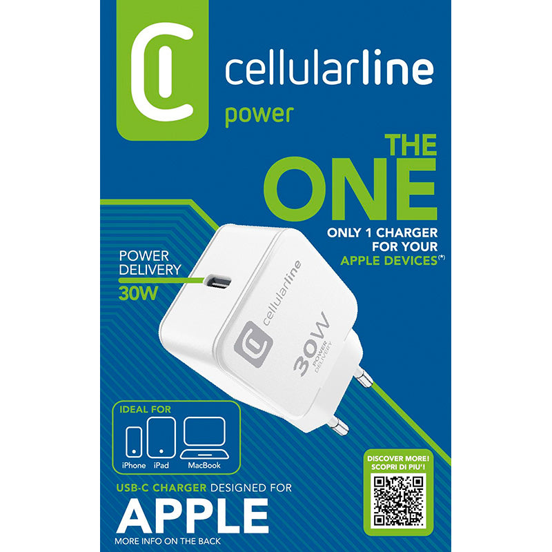 Cellularline The One – USB-C Power Delivery 30W tinklo įkroviklis (baltas)