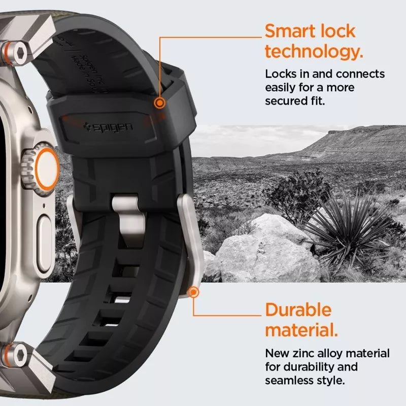 Spigen DuraPro Armor – Apyrankė, skirta Apple Watch 44/45/46/49 mm (karinė žalia)
