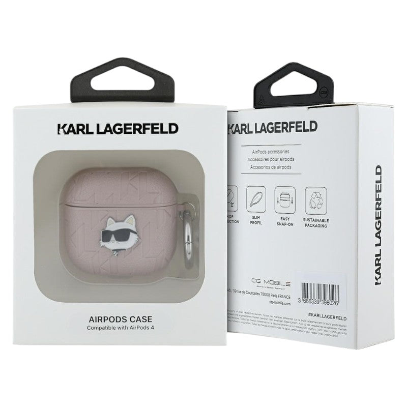 Karl Lagerfeld Monogram Choupette Head - AirPods 4 dėklas (rožinis)