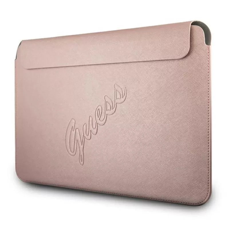 Guess Saffiano Script kompiuterio dėklas - nešiojamojo kompiuterio dėklas 13 colių (rožinis)