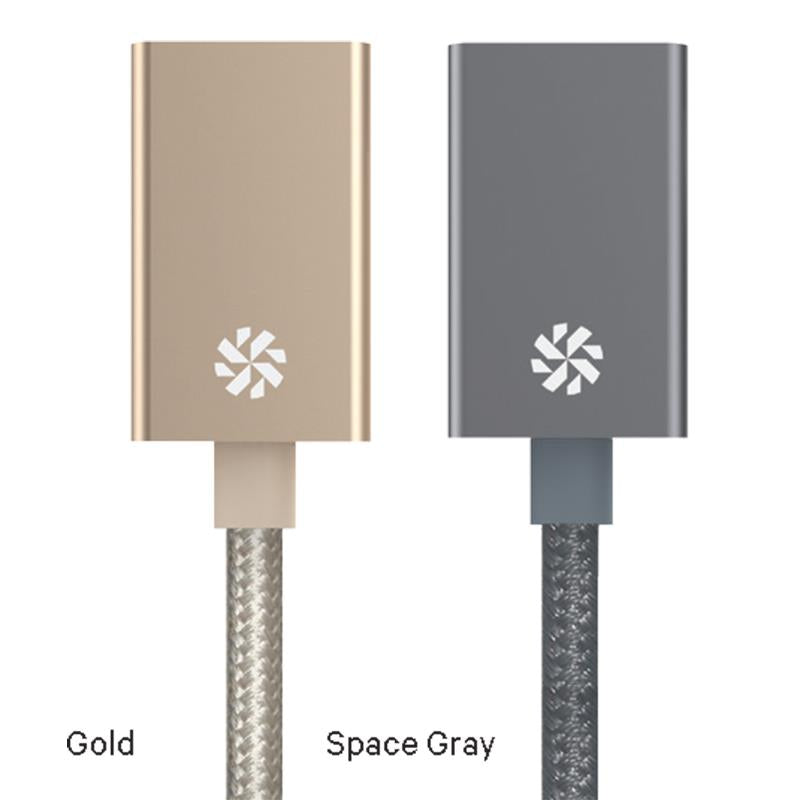 Kanex DuraBraid™ adapteris – USB-C į USB 3.0 A tipo aliuminio adapteris (auksinis)