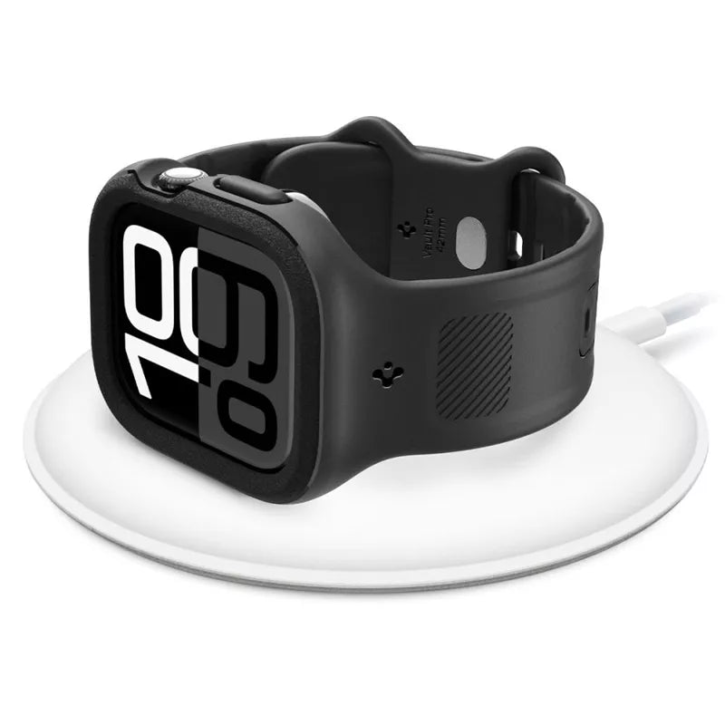 Spigen Vault Pro – Dirželis su dėklu, skirtas Apple Watch 10 42 mm (Matte Black)