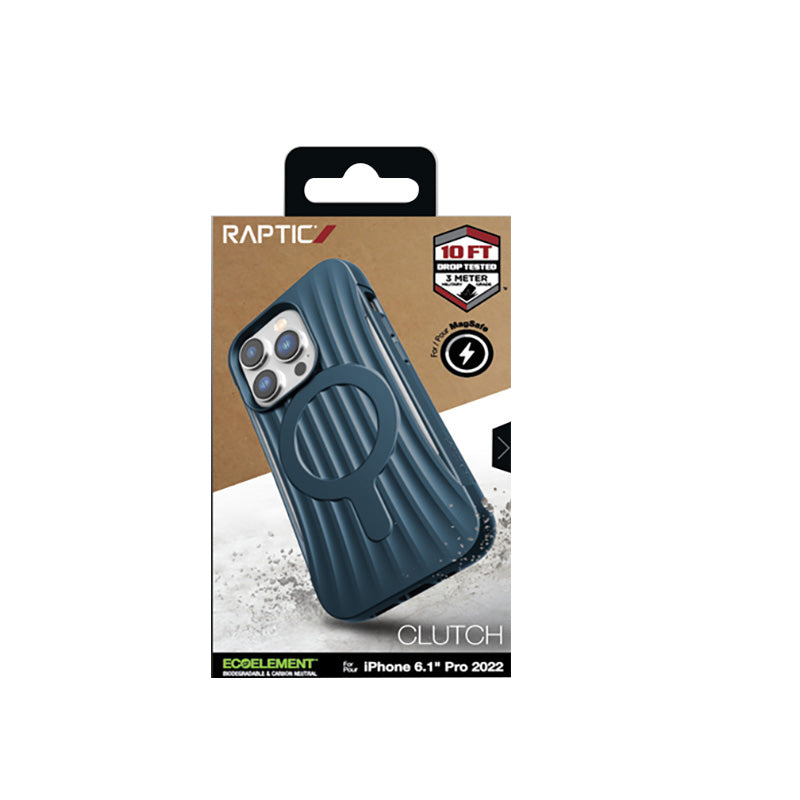 X-Doria Raptic Clutch MagSafe – biologiškai skaidrus dėklas, skirtas iPhone 14 Pro (išbandytas kritimas iš 3 m aukščio) (jūros mėlyna)