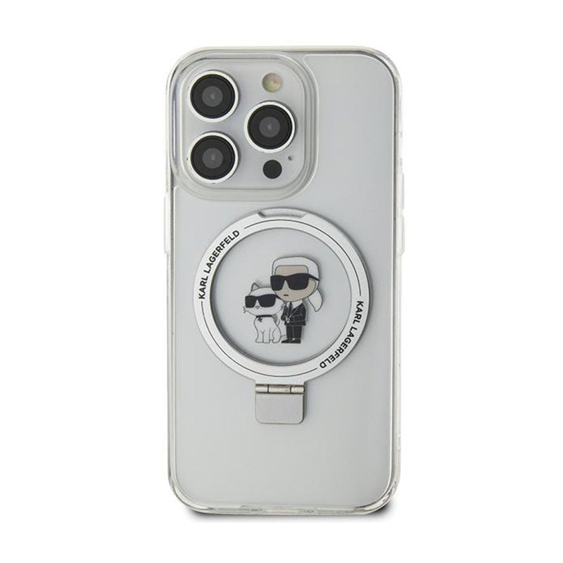 Karl Lagerfeld telefono stovas Karl & Choupette MagSafe – iPhone 11 dėklas (baltas)