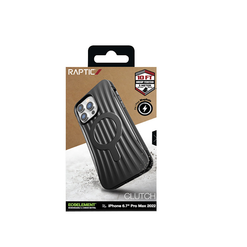 X-Doria Raptic Clutch MagSafe – Biologiškai skaidomas dėklas skirtas iPhone 14 Pro Max (patikrintas nuo kritimo 3m aukščio) (Juoda)