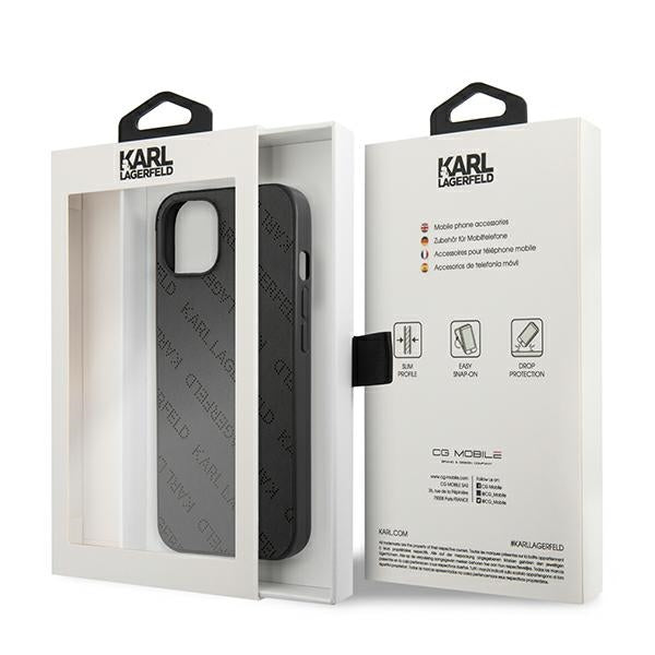 Karl Lagerfeld Perforated Allover – dėklas, skirtas iPhone 13 mini (juodas)