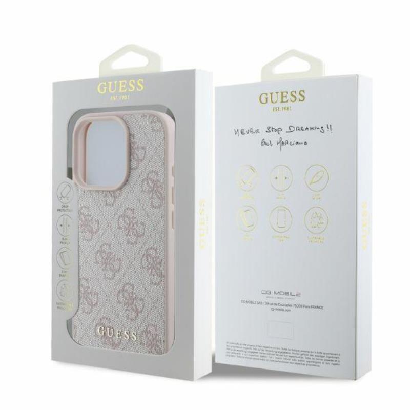 Guess 4G Classic - Dėklas iPhone 16 Pro Max (rožinis)