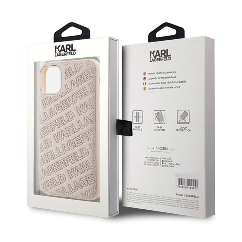 Karl Lagerfeld dygsniuotas K raštas – iPhone 11 dėklas (rožinis)