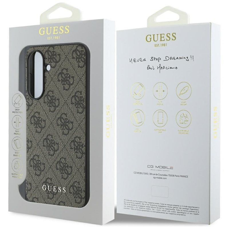 Guess 4G Charms kolekcija – dėklas Samsung Galaxy A56 5G (rudas)
