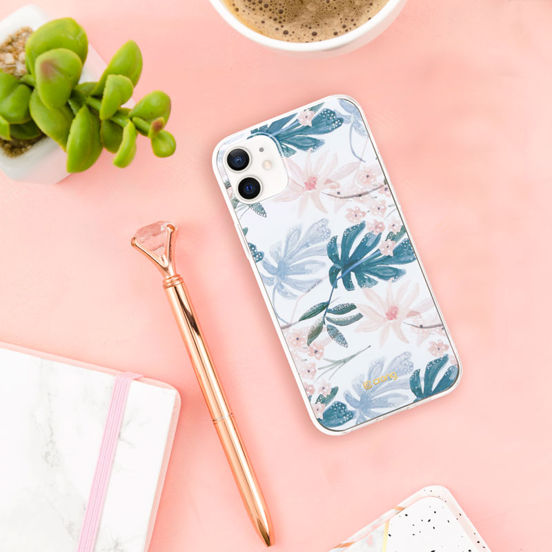 Crong gėlių rašto dėklas – iPhone 12 Mini dėklas (raštas 01)