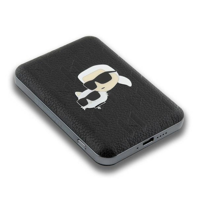Karl Lagerfeld Karl & Choupette Head Pin MagSafe – Belaidis išorinis akumuliatorius 5000 mAh 15W (juodas)