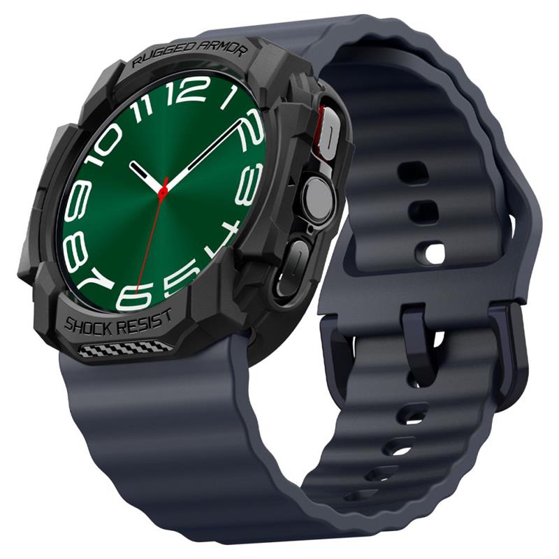 Spigen Rugged Armor – Dėklas, skirtas Samsung Galaxy Watch Ultra 47 mm (2025/2024) (Matinė juoda)