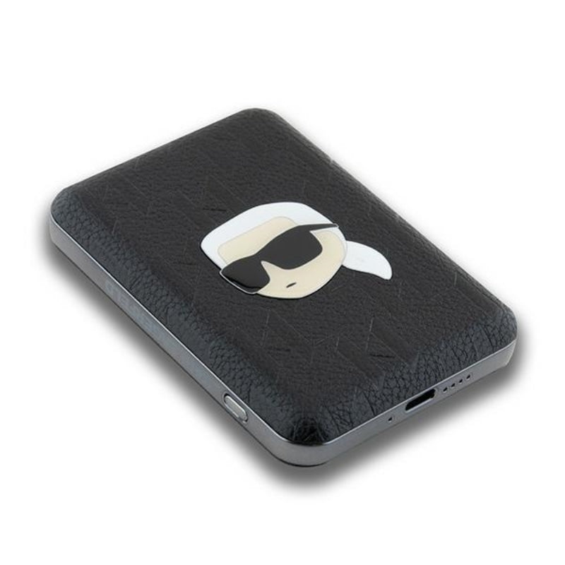 Karl Lagerfeld Karl Head Pin MagSafe – belaidis maitinimo blokas 5000 mAh 15W (juodas)
