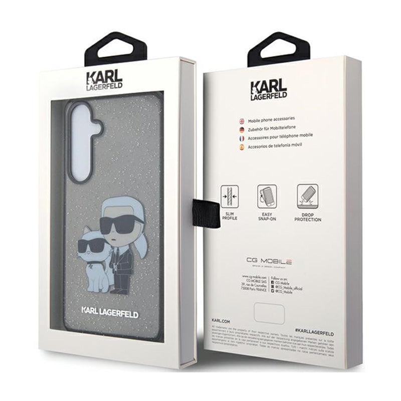 Karl Lagerfeld IML Glitter Karl & Choupette – dėklas, skirtas Samsung Galaxy S24+ (juodas)