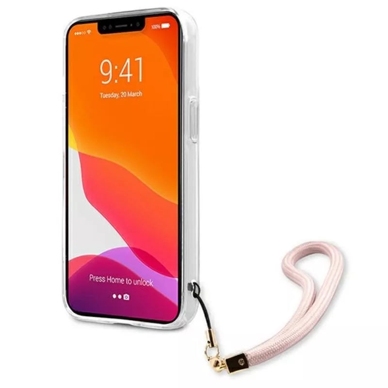 Guess "Marble Strap" dėklas "iPhone 13 Pro Max" (Rožinis)