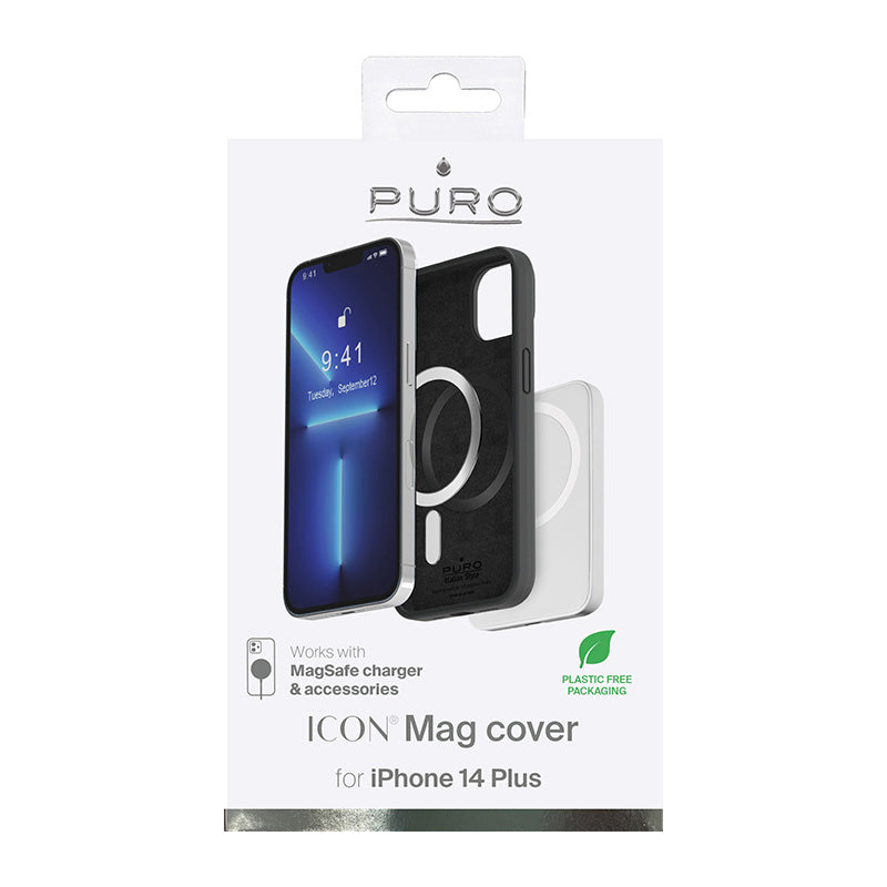 PURO ICON MAG – dėklas iPhone 14 Max su MagSafe (juodas)