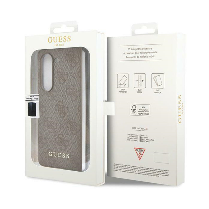 Guess 4G Charms kolekcija – „Samsung Galaxy Z Fold 5“ dėklas (rudas)