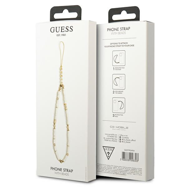 Guess telefono dirželis su karoliukais Heishi White