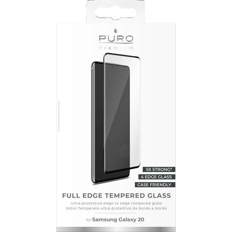 PURO Premium grūdintas stiklas su juodu rėmeliu, tinka dėklui - Samsung Galaxy S20 grūdintas apsauginis stiklas (juodas rėmelis)