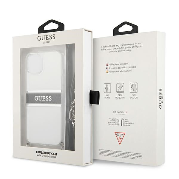Guess 4G Gold Stripe krepšys per petį – dėklas, skirtas iPhone 13 mini