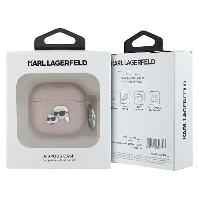 Karl Lagerfeld Monograma Karl & Choupette galva - AirPods 4 dėklas (rožinė)