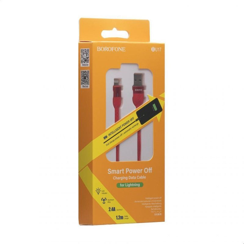 Borofone Starlight - 1,2 m USB to Lightning jungties kabelis (raudonas)