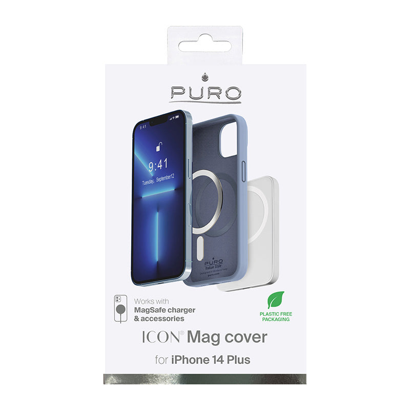 PURO ICON MAG – Dėklas, skirtas iPhone 14 Max, suderinamas su MagSafe (Sierra mėlyna)