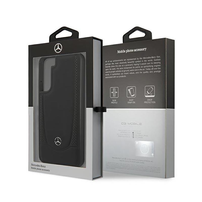 Mercedes Leather Urban Line – dėklas, skirtas Samsung Galaxy S22+ (juodas)