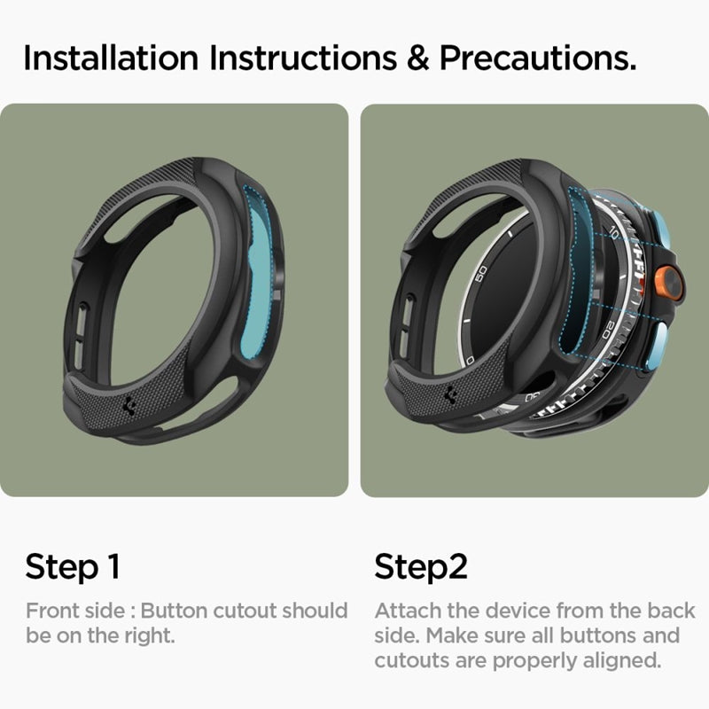 Spigen Liquid Air - Dėklas, skirtas Samsung Galaxy Watch 8 Classic 46 mm (Matinė juoda)