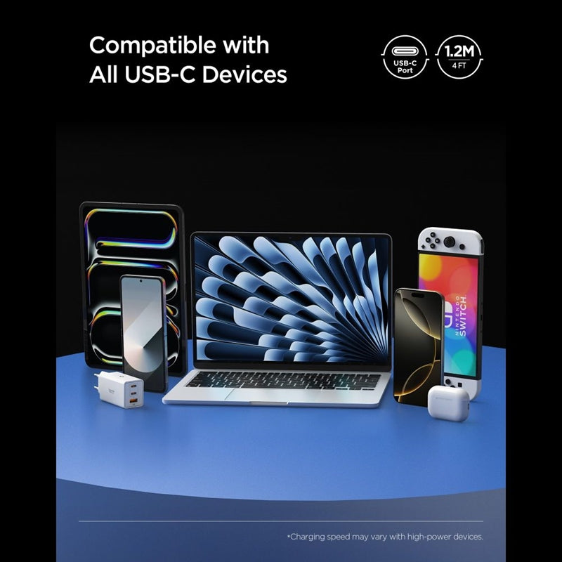 Spigen EB24012CC Essential - USB-C į USB-C PD laidas 240W 1.2m (juodas)