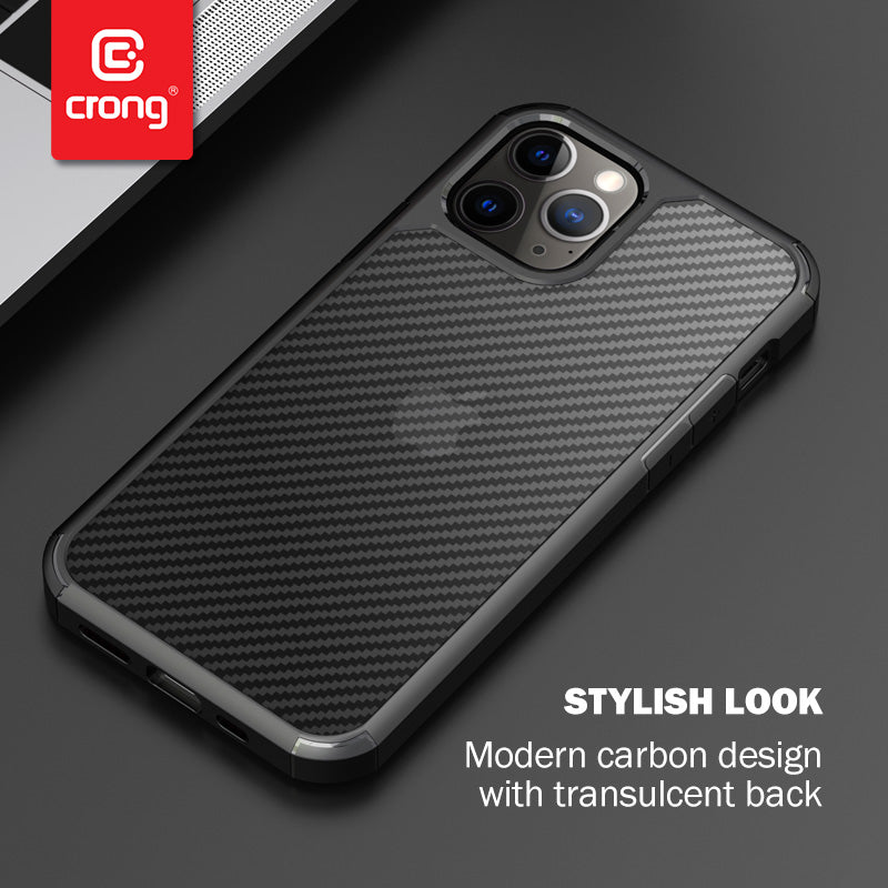 Crong Hybrid Carbon dėklas - iPhone 12 Pro Max (Juodas)