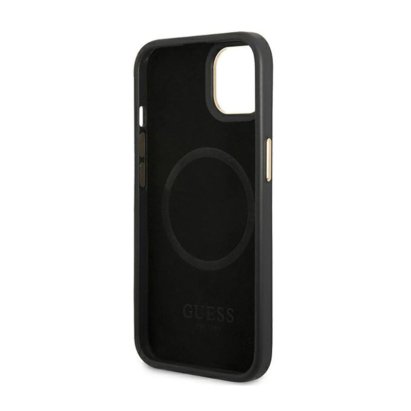 Guess 4G logotipas, MagSafe, dėklas, skirtas iPhone 14 Plus (juodas)