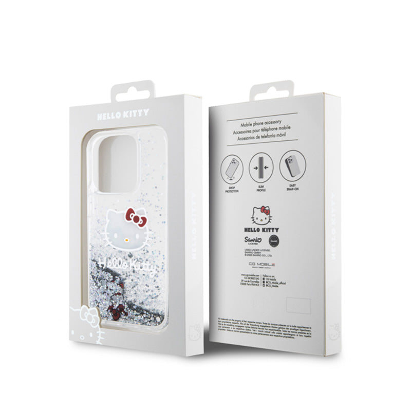 Hello Kitty skystantys blizgučiai Kitty galva – „iPhone 15 Pro“ dėklas (sidabras)