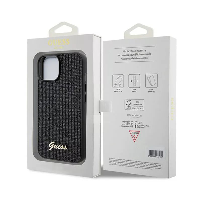 Guess Disco Metal Script - iPhone 14 dėklas (juodas)