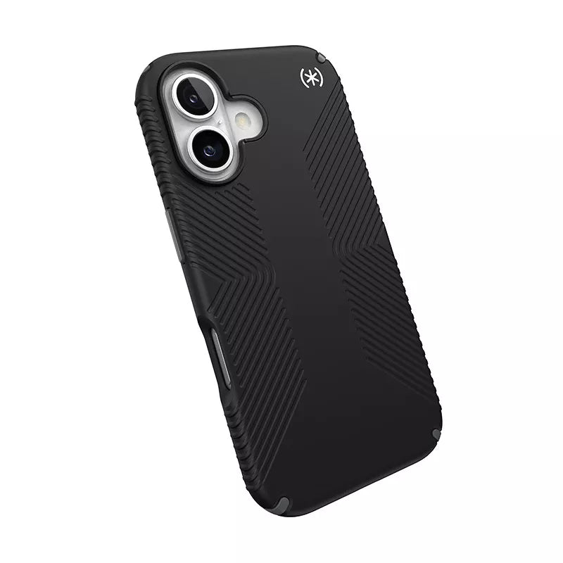 Speck Presidio2 Grip - Dėklas iPhone 16 (Juoda / Skalūninė pilka / Balta)