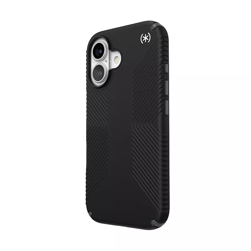 Speck Presidio2 Grip - Dėklas iPhone 16 (Juoda / Skalūninė pilka / Balta)