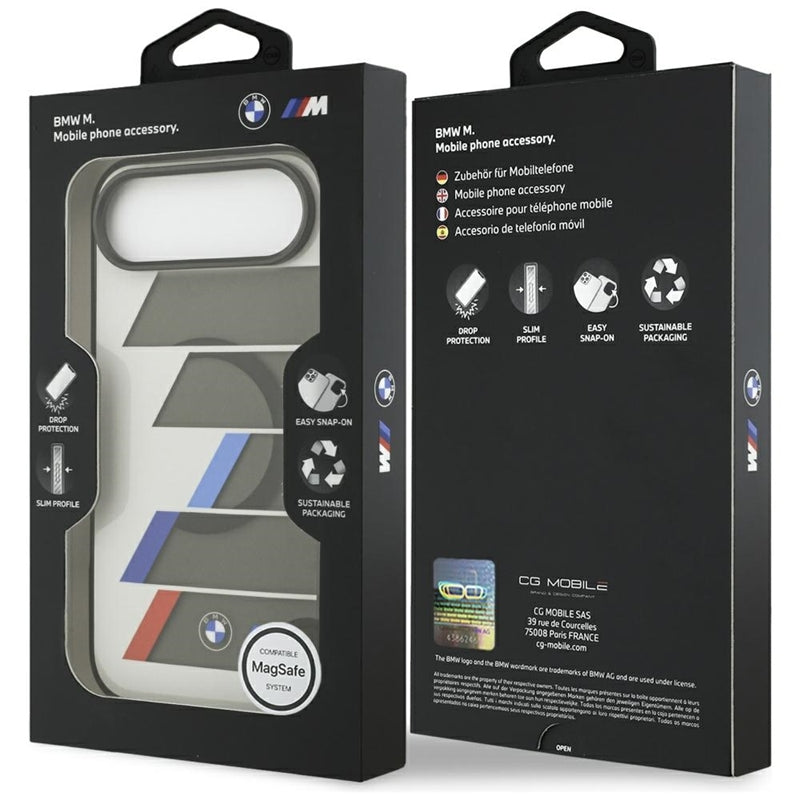 BMW M IML Metal Buttons Trispalvės Linijos MagSafe dėklas iPhone Air (antracito)