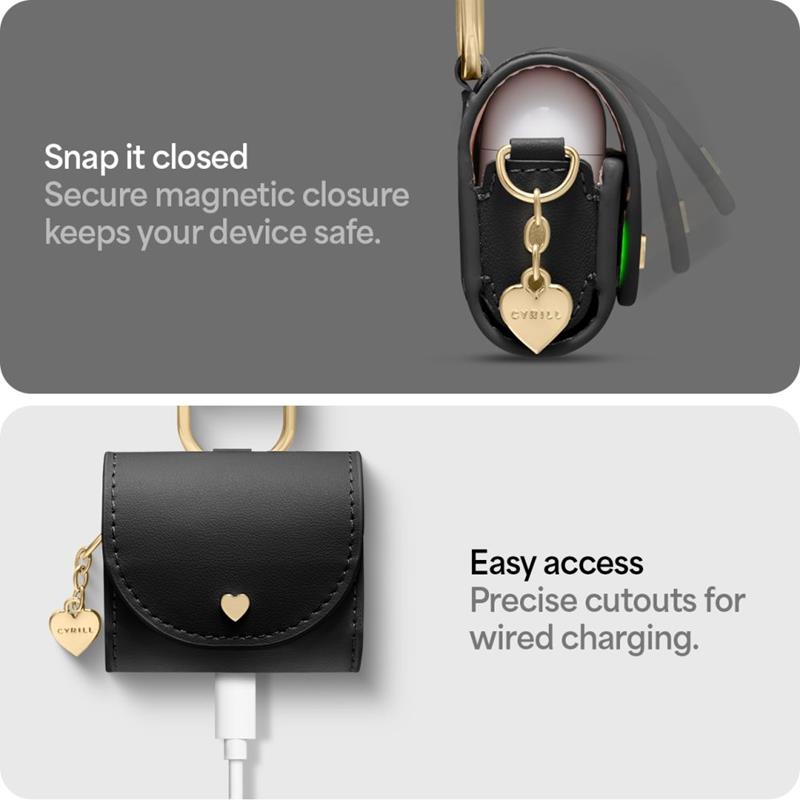 Spigen Cyrill Mini krepšys – dėklas su dirželiu, skirtas Apple AirPods 4 (juodas)