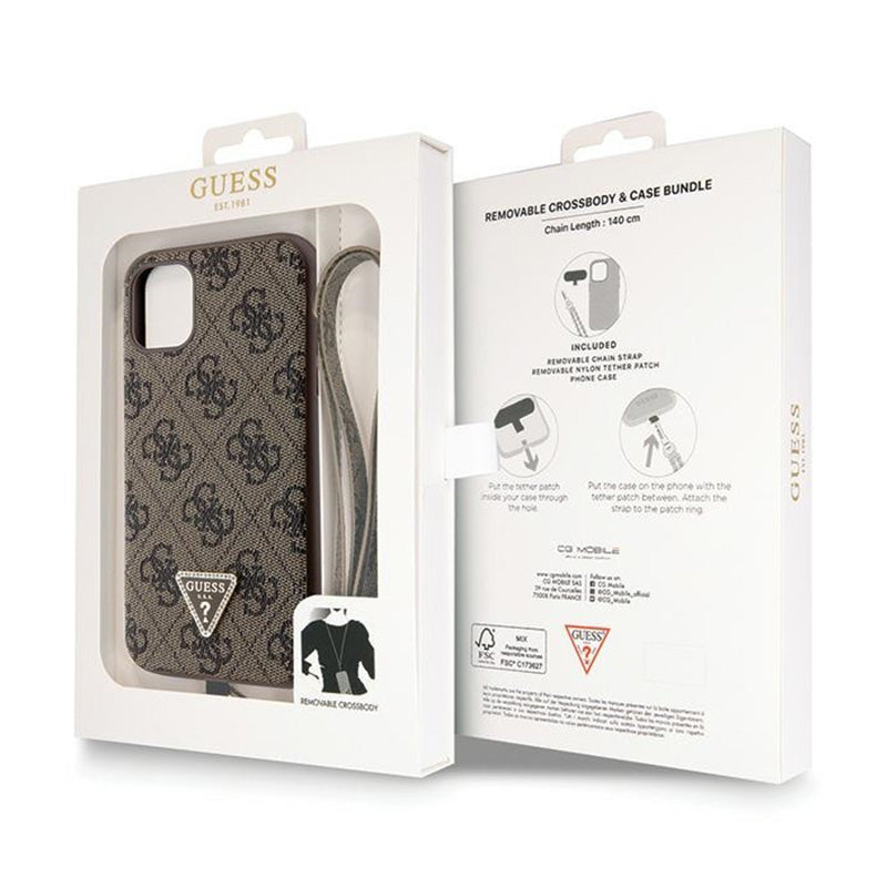 Guess Crossbody 4G Metal Logo – iPhone 11 dėklas (rudas)