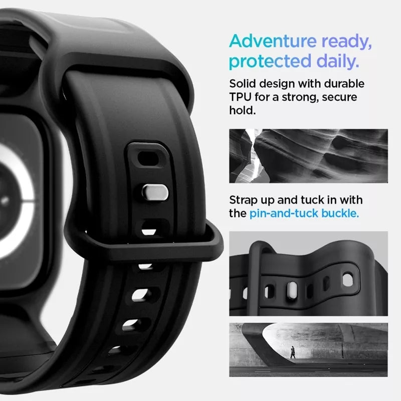 Spigen Vault Pro – Dirželis su dėklu, skirtas Apple Watch 10 42 mm (Matte Black)